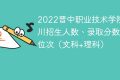 2022晋中职业技术学院在四川招生人数、录取分数线、位次（文科+理科）